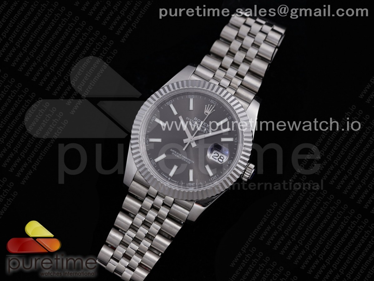 VR공장 롤렉스 데이저스트 41MM 그레이 바인덱스 플루티드 쥬빌레 브슬 904L 3235 / DateJust 41 126334 VRF 11 Best Edition 904L Steel Gray Dial Stick Markers on SS Jubilee Bracelet A3235