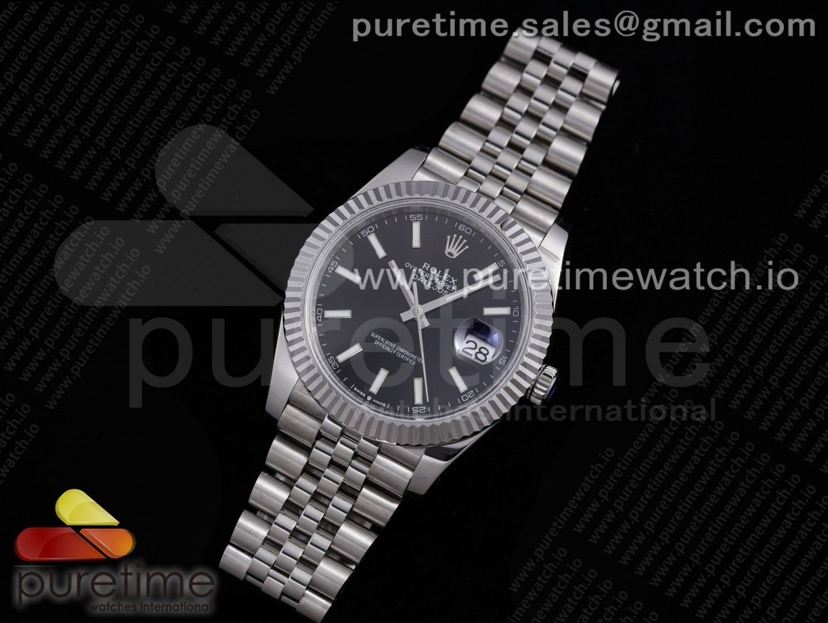 VR공장 롤렉스 데이저스트 41MM 블랙 바인덱스 플루티드 쥬빌레 브슬 904L 3235 / DateJust 41 126334 VRF 11 Best Edition 904L Steel Black Dial Stick Markers on SS Jubilee Bracelet A3235