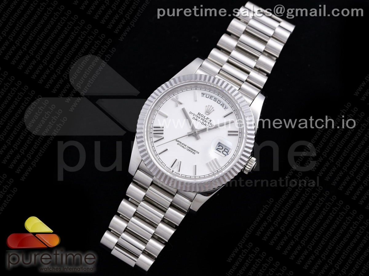 GM공장 롤렉스 데이데이트 40MM 화이트 로만덱스 904L / Day Date 40 SS 904L Steel GMF 11 Best Edition White Roman Dial on SS Bracelet A2836