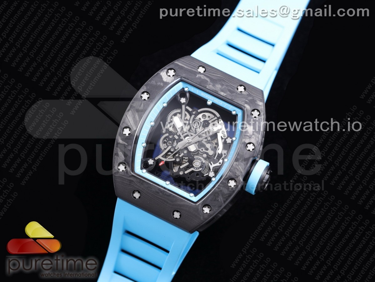 KV공장 V3 리차드밀 RM055 스켈레톤블루다이얼 블랙 블루러버 / RM055 NTPT KVF Best Edition Skeleton Dial Blue on Blue Rubber Strap MIYOTA8215 V3