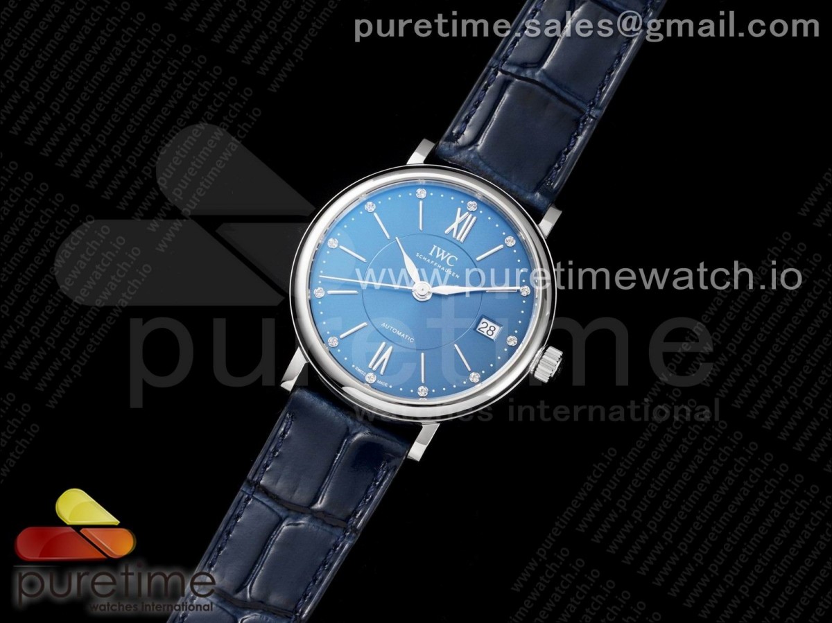 V7공장 IWC 포르토피노 블루다이얼 블루가죽 / Portofino 37mm SS V7F 11 Best Edition Blue Dial on Blue Leather Strap A2892