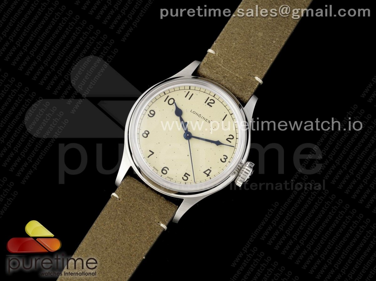 XB공장 론진 헤리티지 빌리터리 크림다이얼 브라운가죽 / Heritage Military SS XBF 11 Best Edition Cream Dial on Brown Leather Strap A2824