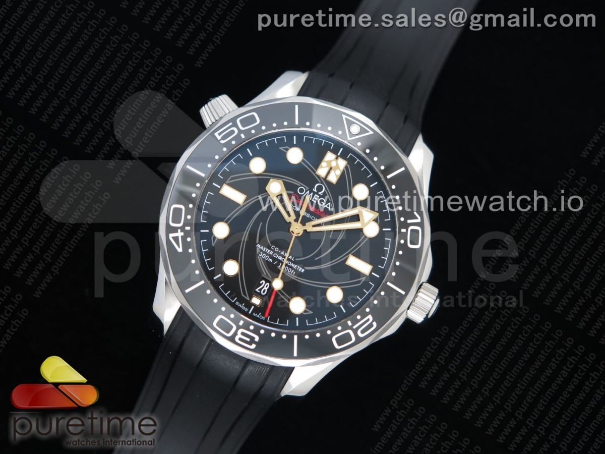 VS공장 오메가 씨마스터다이버 300 007 제임스본드 블랙다이얼 러버 / Seamaster Diver 300M 007 James Bond VSF 1:1 Best Edition on Black Rubber Strap A8800