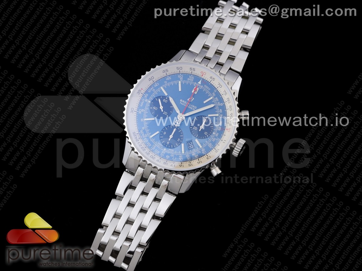 GF공장 브라이틀링 네비타이머 스틸 블루 신형 브레이슬릿 Navitimer 1 SS 43mm GF 1:1 Best Edition Blue Dial on SS Bracelet A7750