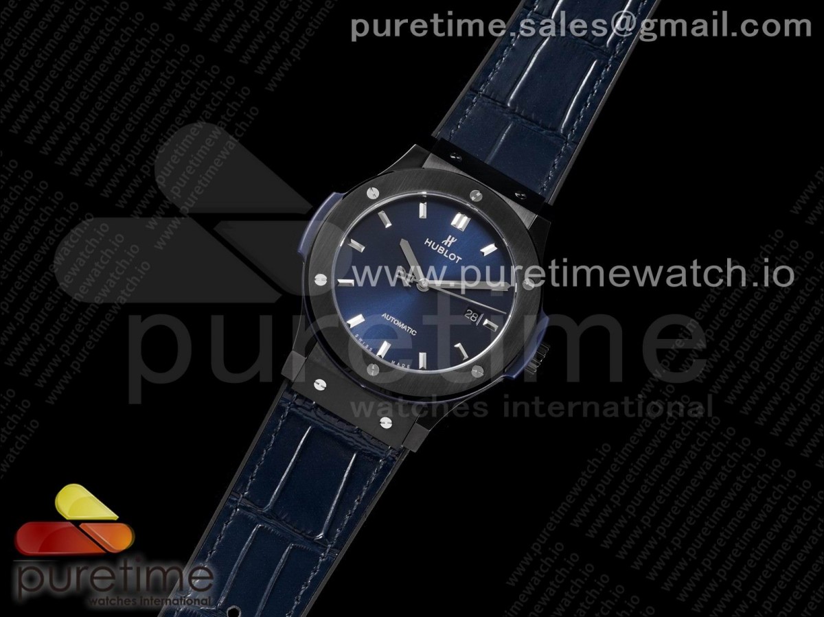 HB공장 위블로 클래식퓨전 45MM PVD 블루다이얼 블루거미스트랩 Classic Fusion 45mm PVD HBF 11 Best Edition Blue Dial on Blue Gummy Strap A2892