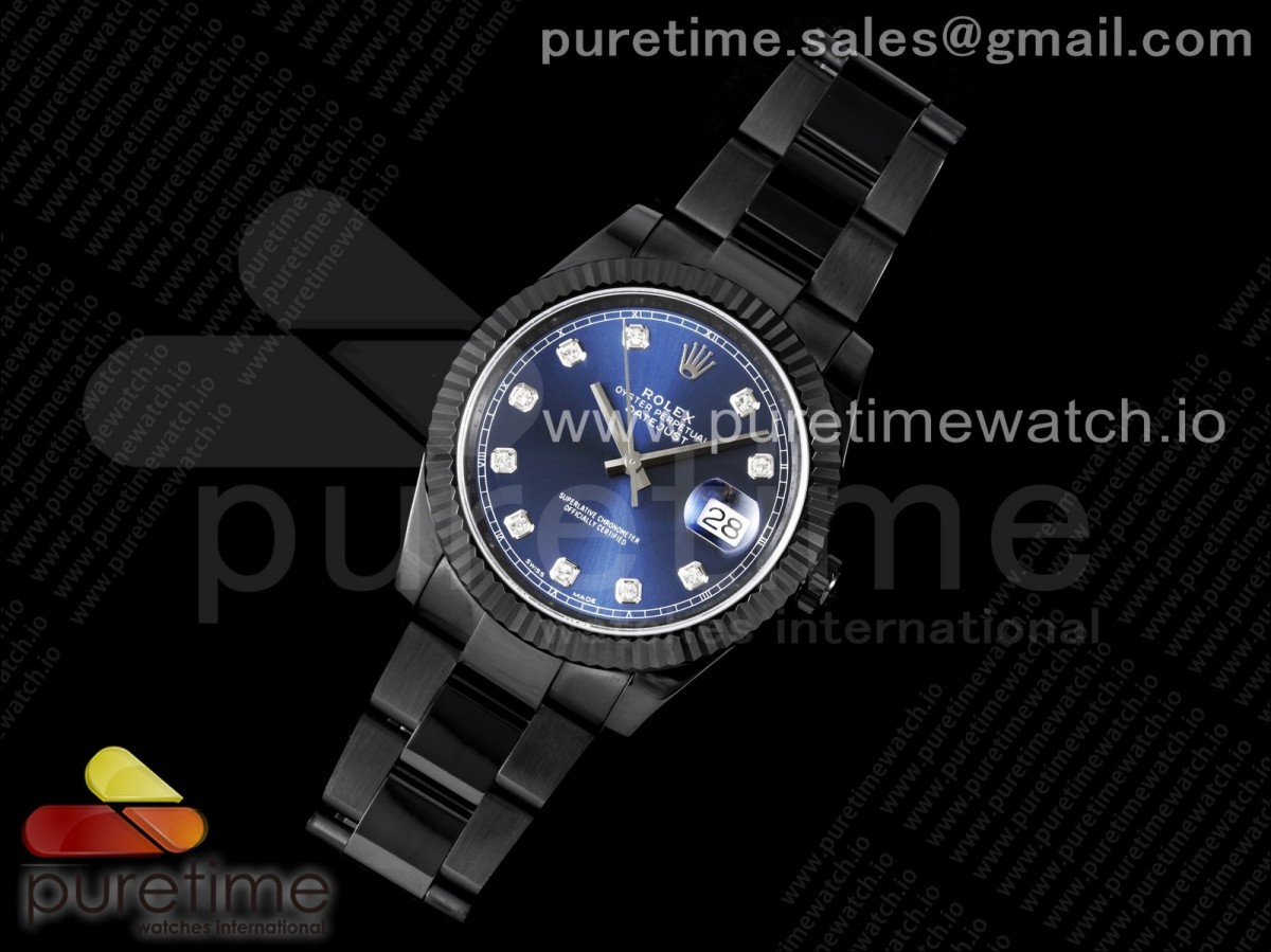 VR공장 롤렉스 데이저스트 41MM 올블랙 PVD 블루텐포인트다이얼 오이스터 / DateJust 41 All Black PVD VRF Best Edition Blue Dial Diamonds Markers on PVD Oyster Bracelet A3235