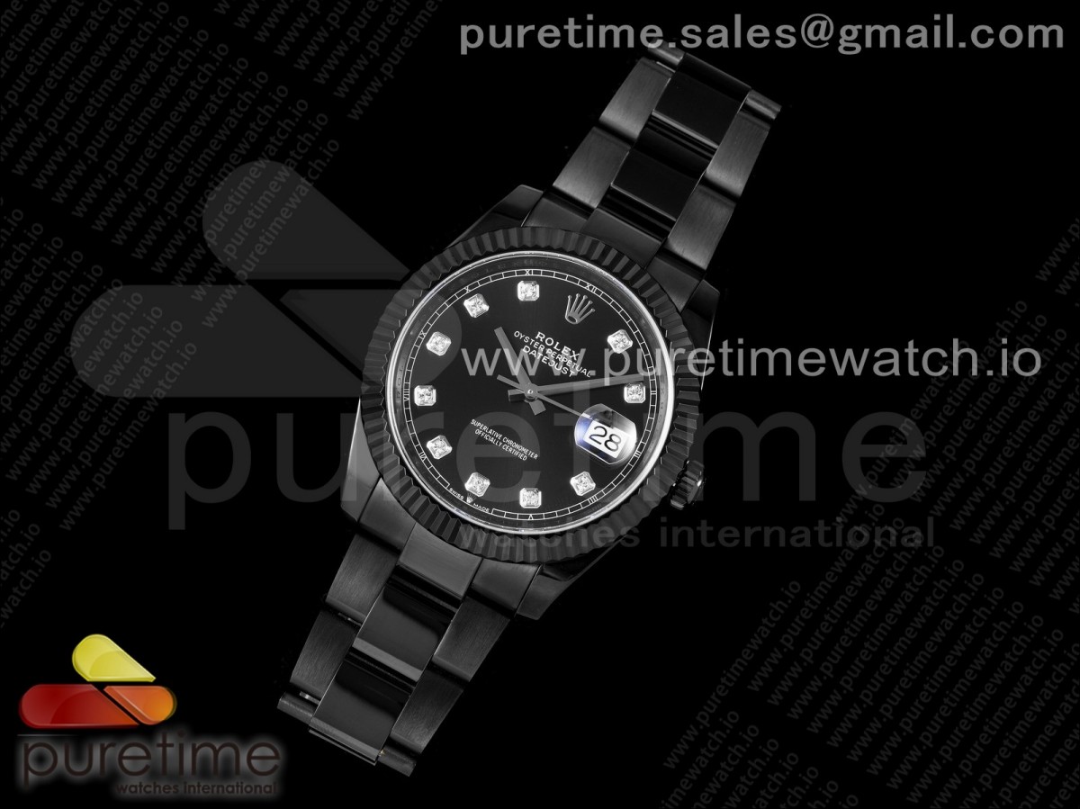 VR공장 롤렉스 데이저스트 41MM 올블랙 PVD 블랙텐포인트다이얼 오이스터 / DateJust 41 All Black PVD VRF Best Edition Black Dial Diamonds Markers on PVD Oyster Bracelet A3235