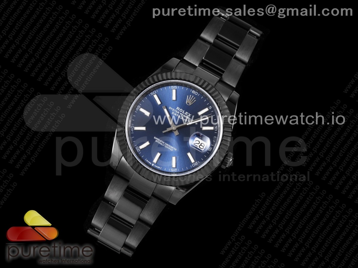 VR공장 롤렉스 데이저스트 41MM 올블랙 PVD 블루바인덱스다이얼 오이스터 / DateJust 41 All Black PVD VRF Best Edition Blue Dial Stick Markers on PVD Oyster Bracelet A3235