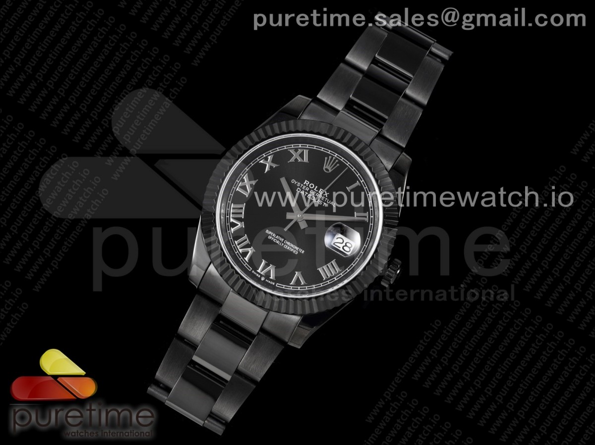 VR공장 롤렉스 데이저스트 41MM 올블랙 PVD 블랙로만인덱스다이얼 오이스터 / DateJust 41 All Black PVD VRF Best Edition Black Dial Roman Markers on PVD Oyster Bracelet A3235