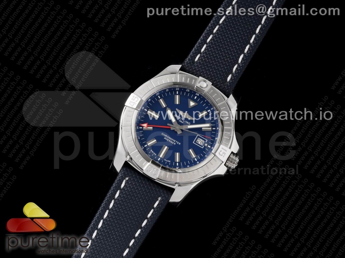 GF공장 브라이틀링 어벤져 45MM 블루다이얼 블루나일론스트랩 / Avenger GMT 45mm SS GF 11 Best Edition Blue Dial on Blue Nylon Strap A2836