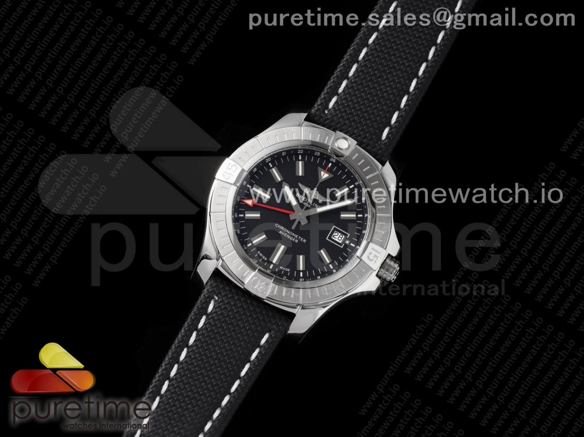 GF공장 브라이틀링 어벤져 45MM 블랙다이얼 블랙나일론스트랩 / Avenger GMT 45mm SS GF 11 Best Edition Black Dial on Black Nylon Strap A2836