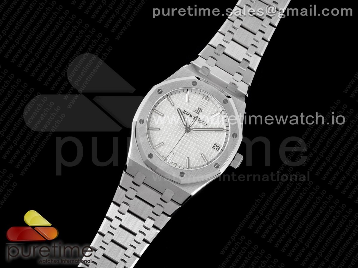 ZF공장 오데마피게 로얄오크 15500 화이트디이얼 브슬 / Royal Oak 41mm 15500 SS ZF 11 Best Edition White Textured Dial on SS Bracelet A4302 V2