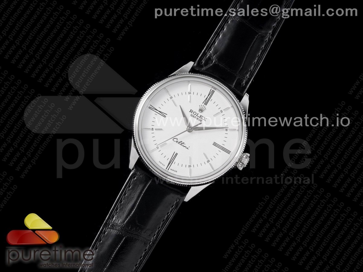 KZ공장 롤렉스 셀리니 로만 화이트다이얼 블랙가죽 / Cellini SS KZF 11 Best Edition White Dial Roman Markers on Black Leather Strap SA3132