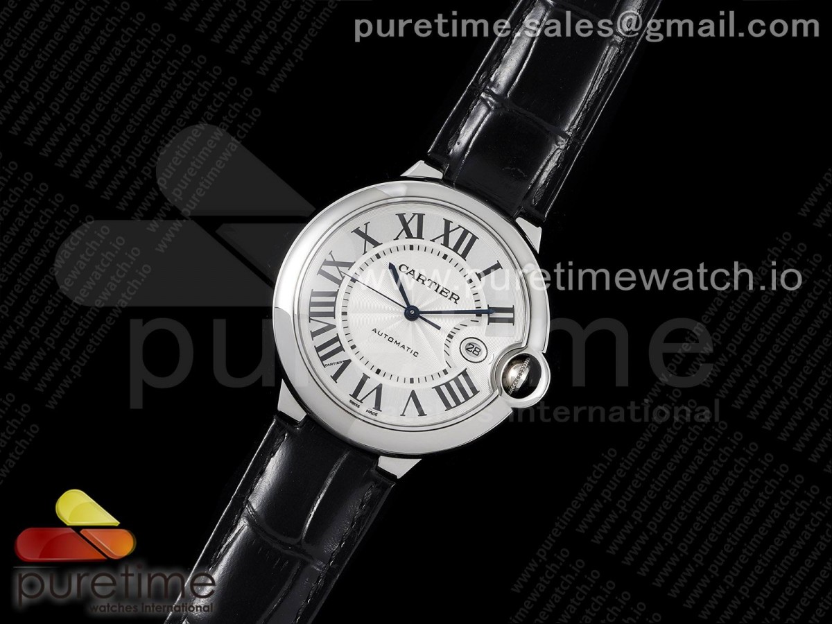 AF공장 발롱블루 42MM 화이트다이얼 가죽 오토매틱 / Ballon Bleu 42mm SS AF 11 Best Edition White Textured Dial on Black Leather Strap A2824