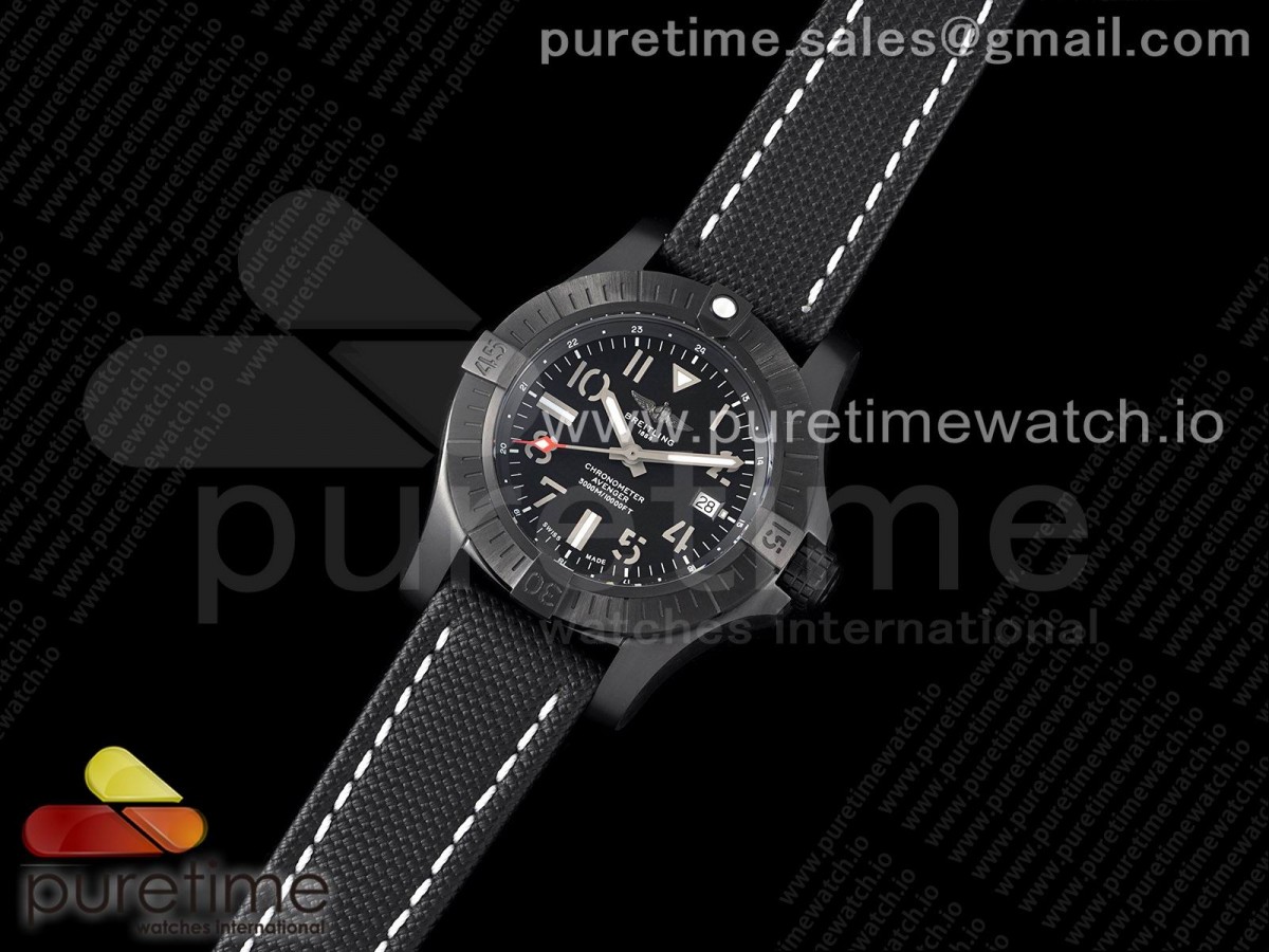 GF공장 V2 브라이틀링 어벤져 2 씨울프 PVD 나일론 / Avenger II Seawolf PVD GF 11 Best Edition Black Arabic Dial on Black Nylon Strap A2824 V2