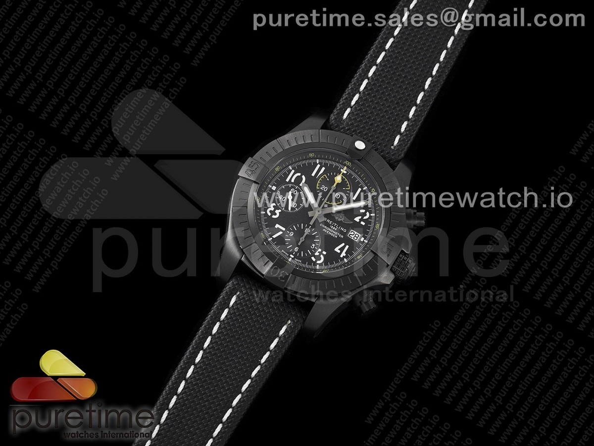 Gf공장 브라이틀링 어벤져2 PVD 다이얼 넘버다이얼 나일론 / Avenger Bandit DLC GF 11 Best Edition Black Dial on Black Nylon Strap A7750