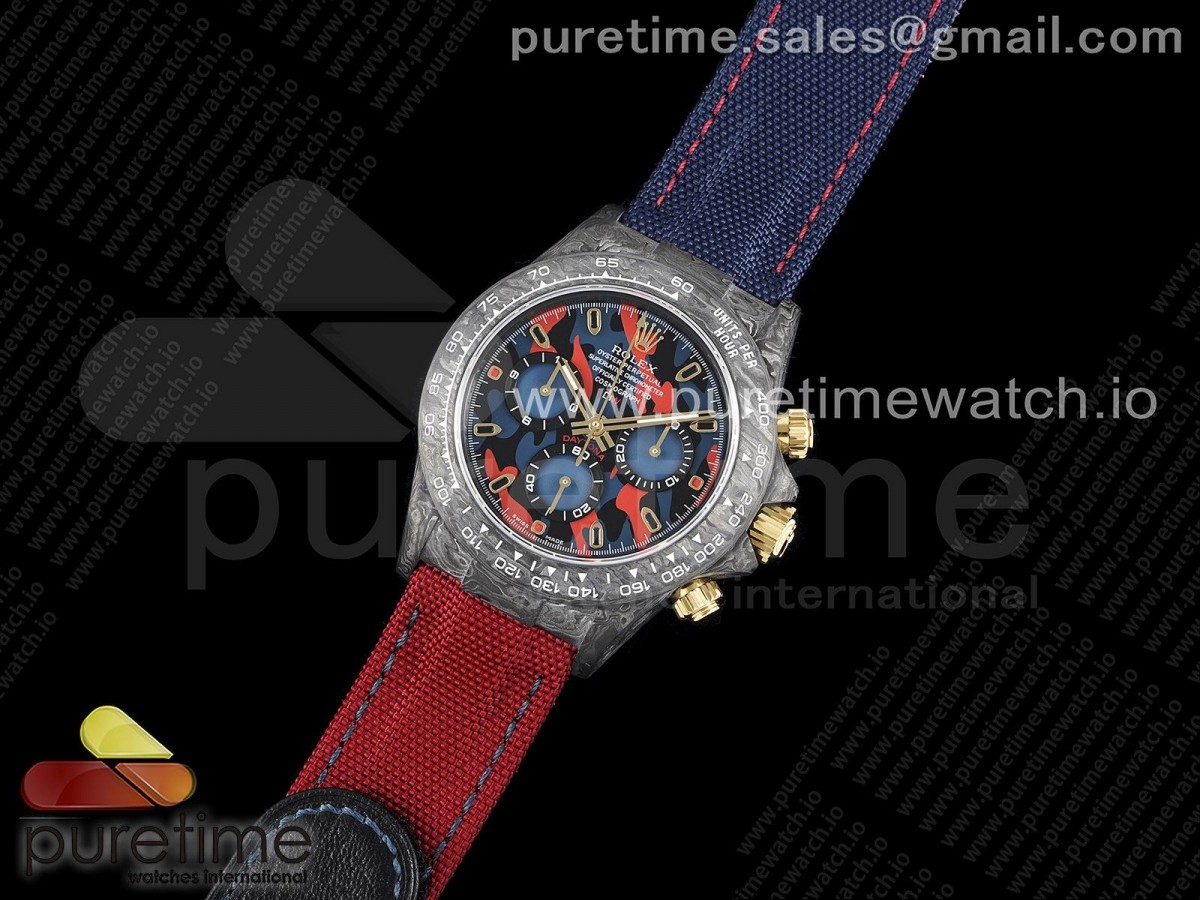 OM공장 롤렉스 데이토나 DIW 카본 블루레드다이얼 레드블루나일론스트랩 / Daytona DIW Carbon OMF Best Edition BlueRed Dial on BlueRed Nylon Strap A4130