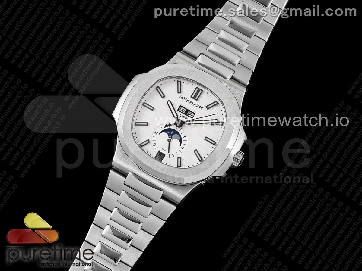 GR공장 V3 파텍필립 노틸러스 5726 애뉴얼캘린더 화이트다이얼 브슬 / Nautilus 5726 Complicated SS GRF 11 Best Edition White Textured Dial on SS Bracelet A324 V3