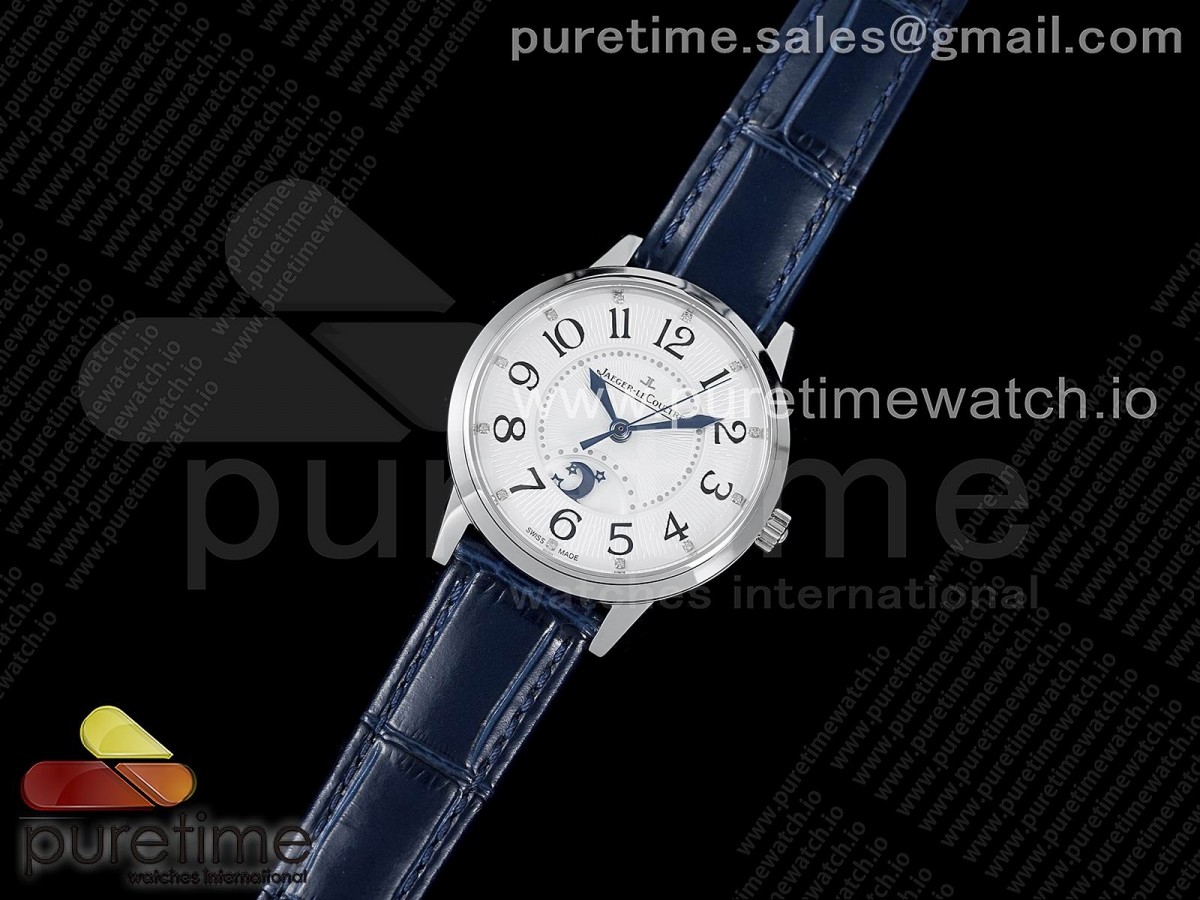 GF공장 예거르쿨트르 랑데뷰 화이트다이얼 블루가죽 / Rendez-Vous Night & Day SS GF 11 Best Edition White Dial SS Bezel on Blue Leather Strap A898