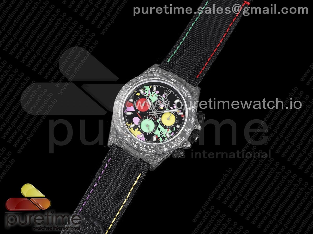 눕공장 데이토나 카본 DIW 컬러풀다이얼 블랙스트랩 / Daytona DIW Carbon Noob 11 Best Edition Black Colorful Dial on Black Nylon Strap SA4130