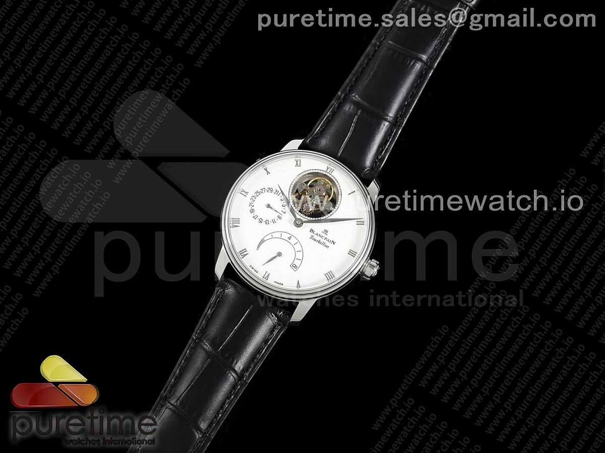 JB공장 블랑팡 빌레레 투어빌론 화이트다이얼 블랙가죽 / Villeret Tourbillon SS Real PR JBF Best Edition White Dial on Black Leather Strap V2