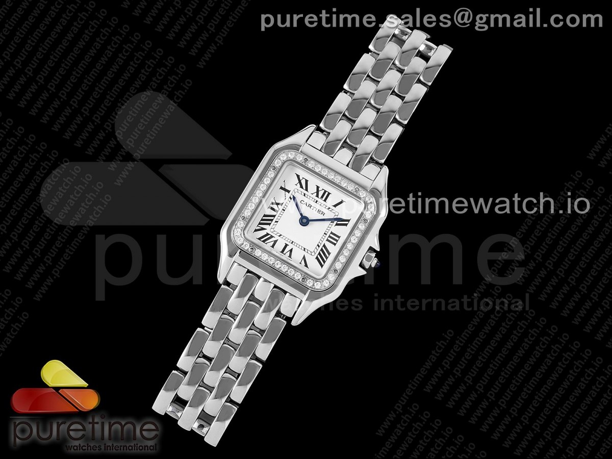 BV공장 까르띠에 팬더 27MM 다이아베젤 브레이슬릿 쿼츠 / Panthère 27mm BVF 11 Best Edition SS White Dial Diamonds Bezel on SS Bracelet Ronda Quartz