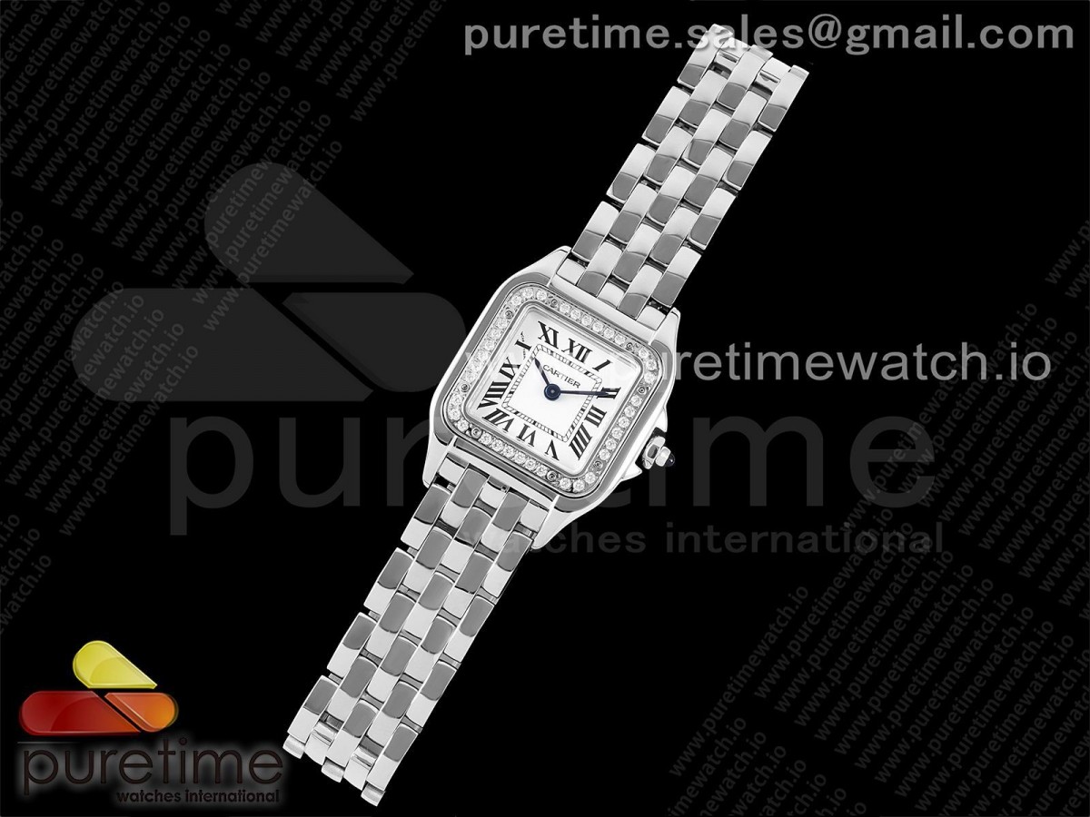 BV공장 까르띠에 팬더 22MM 다이아베젤 브레이슬릿 쿼츠 / Panthère 22mm BVF 11 Best Edition SS White Dial Diamonds Bezel on SS Bracelet Ronda Quartz