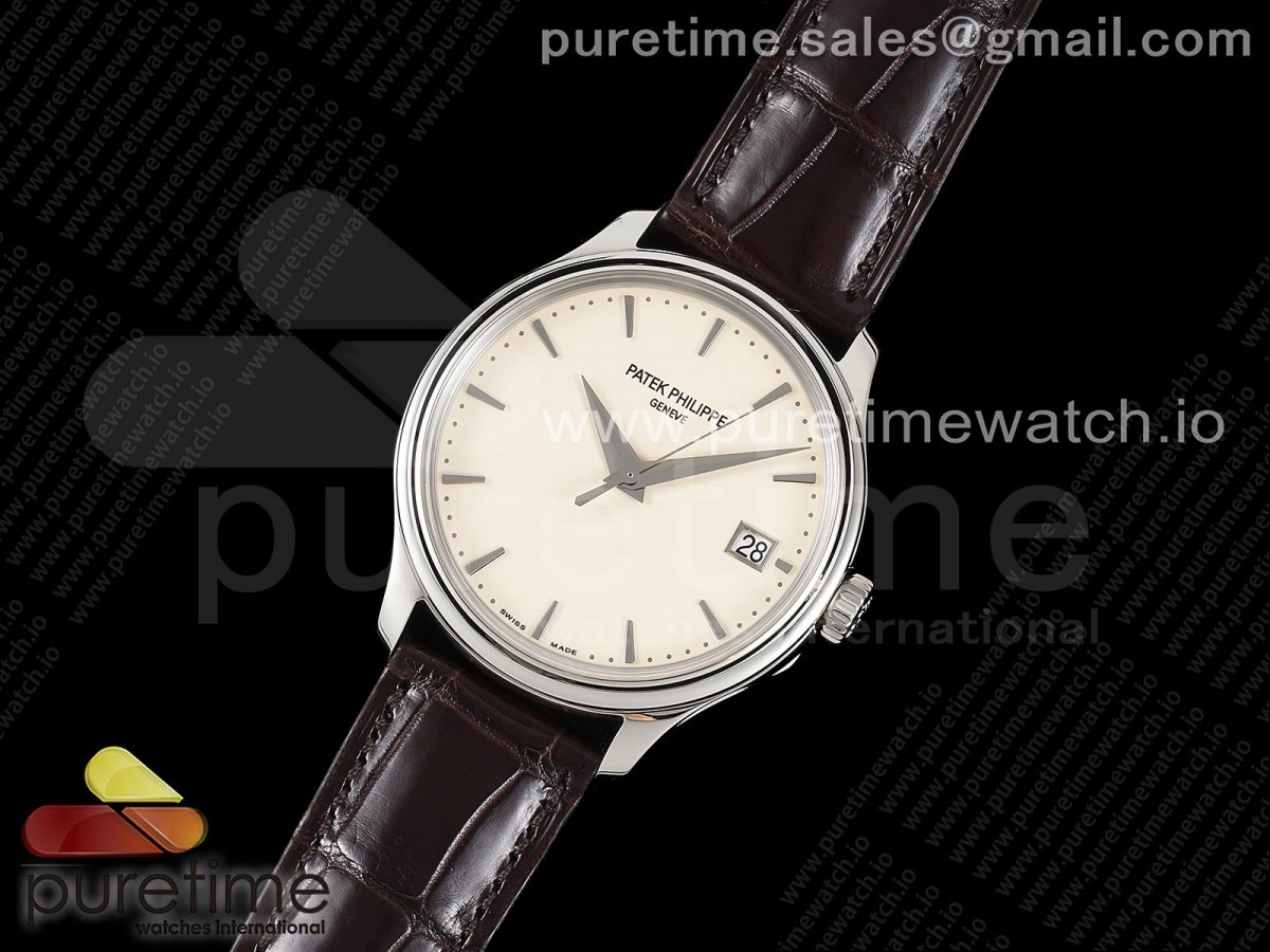 3K공장 V2 파텍필립 칼라트라바 5227 아이보리 가죽 스트랩 / Calatrava 5227 SS 3KF 11 Best Edition White Dial on Brown Leather Strap A324 Super Clone V2