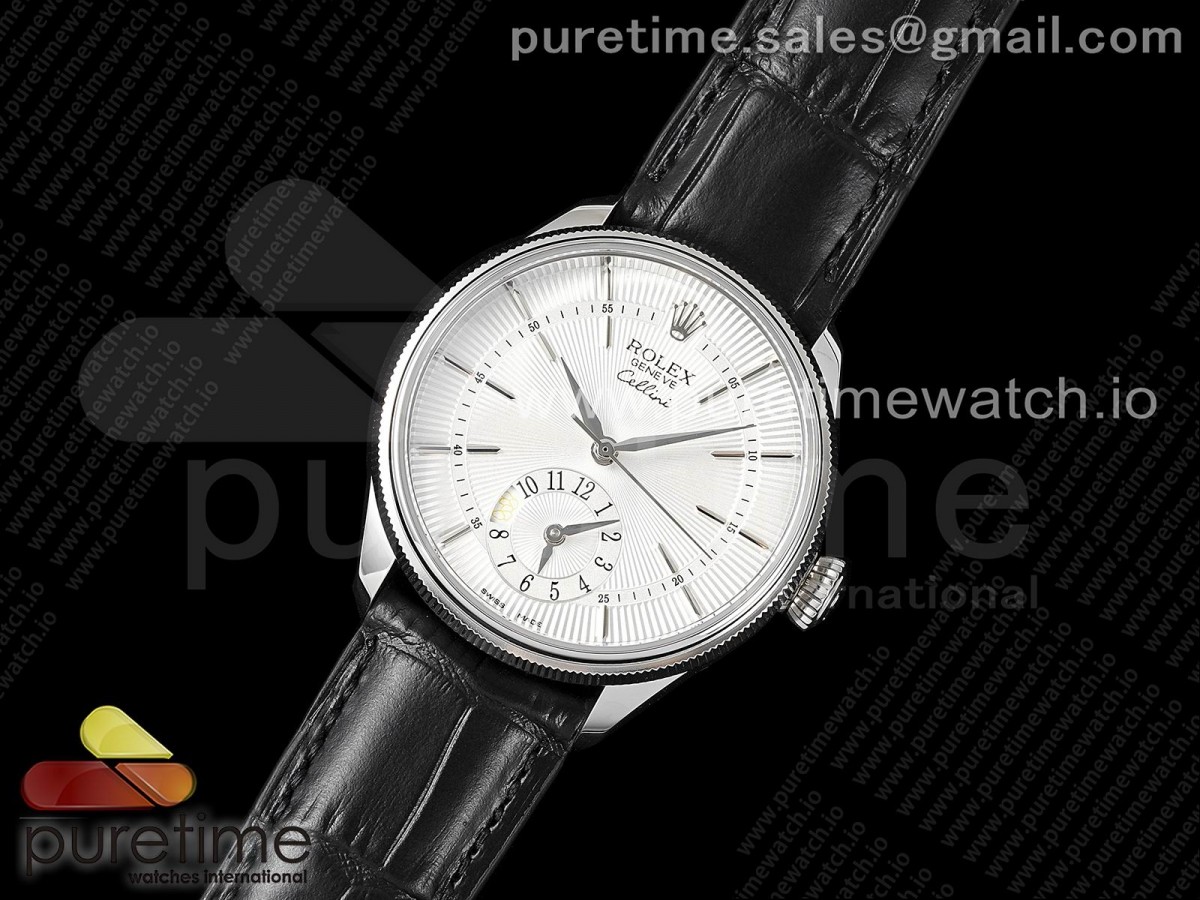 KZ공장 롤렉스 셀리니 듀얼타임 화이트다이얼 블랙가죽 / Cellini Dual Time 50529 SS KZF Best Edition White Dial on Black Leather Strap A23J