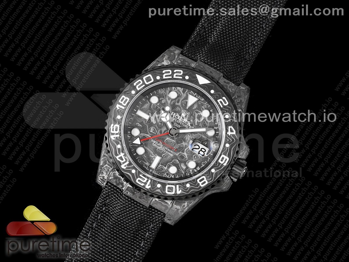 OM공장 롤렉스 GMT마스터 DIW카본 블랙다이얼 나일론 / GMT DIW Carbon OMF Best Edition All Black Black Dial on Black Nylon Strap SA3186 CHS