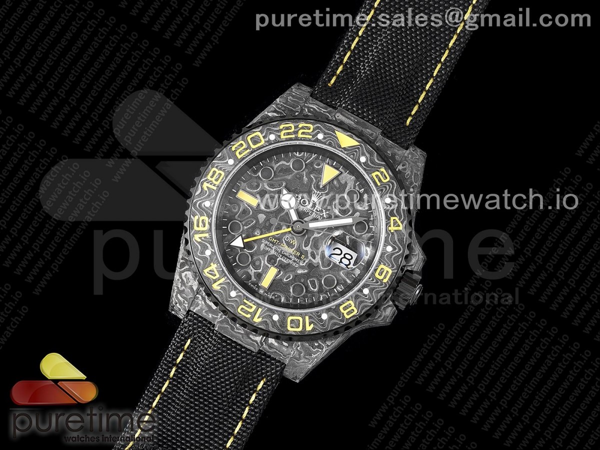 OM공장 롤렉스 GMT마스터 DIW카본 블랙옐로우 블랙다이얼 나일론 / GMT DIW Carbon OMF Best Edition BlackYellow Black Dial on Black Nylon Strap SA3186 CHS