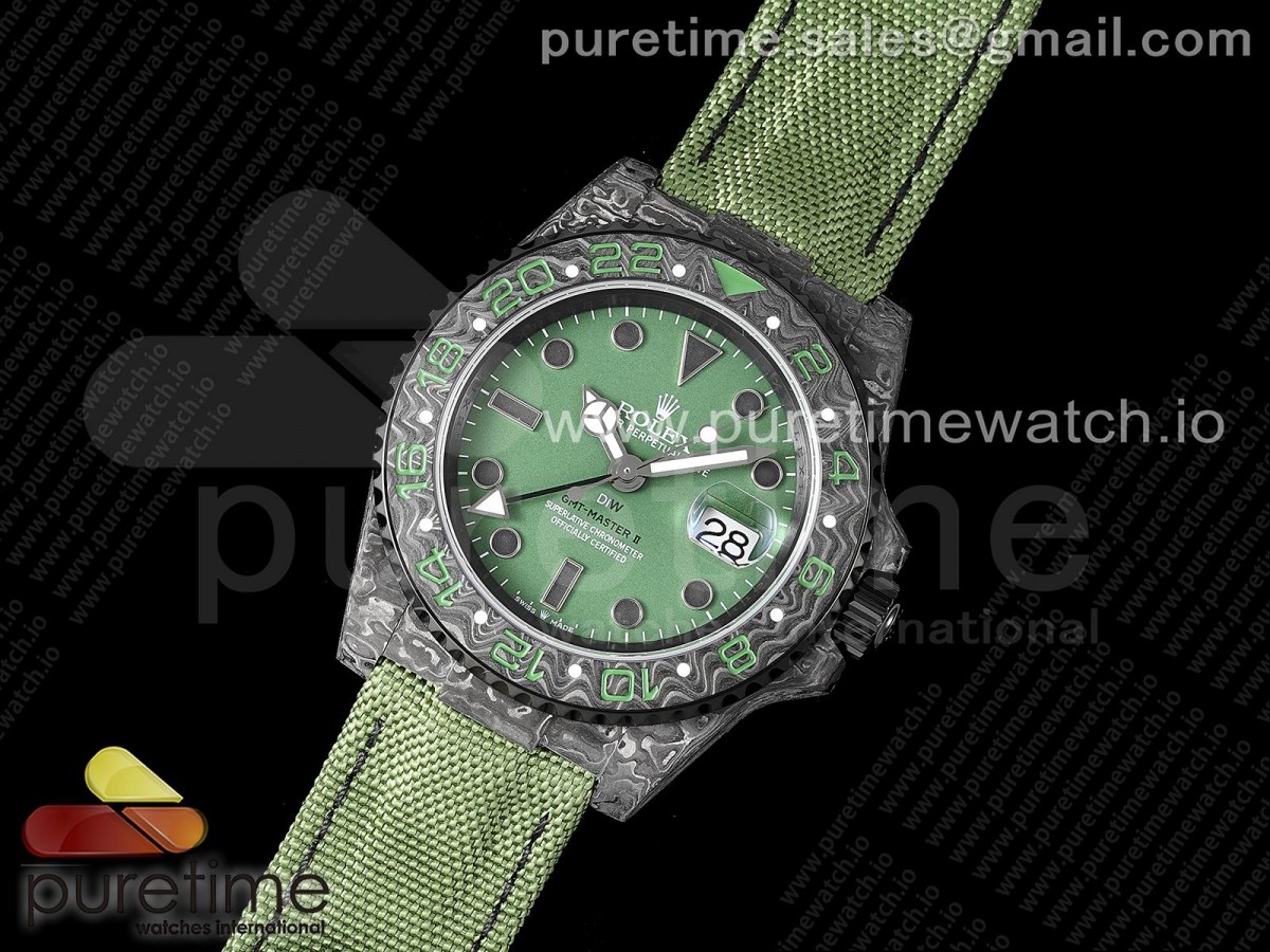 OM공장 롤렉스 GMT마스터 DIW카본 그린다이얼 나일론 / GMT DIW Carbon OMF Best Edition Green Dial on Green Nylon Strap SA3186 CHS