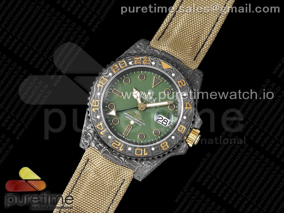 OM공장 롤렉스 GMT마스터 DIW카본 그린다이얼 옐로우나일론 / GMT DIW Carbon OMF Best Edition Green Dial on Yellow Nylon Strap SA3186 CHS