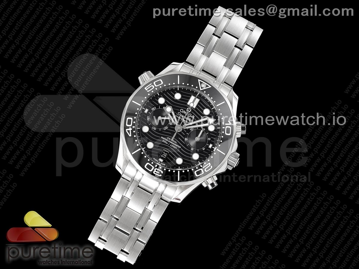 OM공장 오메가 씨마스터 다이버300 크로노 블랙다이얼 / Seamaster 300M Chrono SS OMF 11 Best Edition Black Dial on SS Bracelet A9900