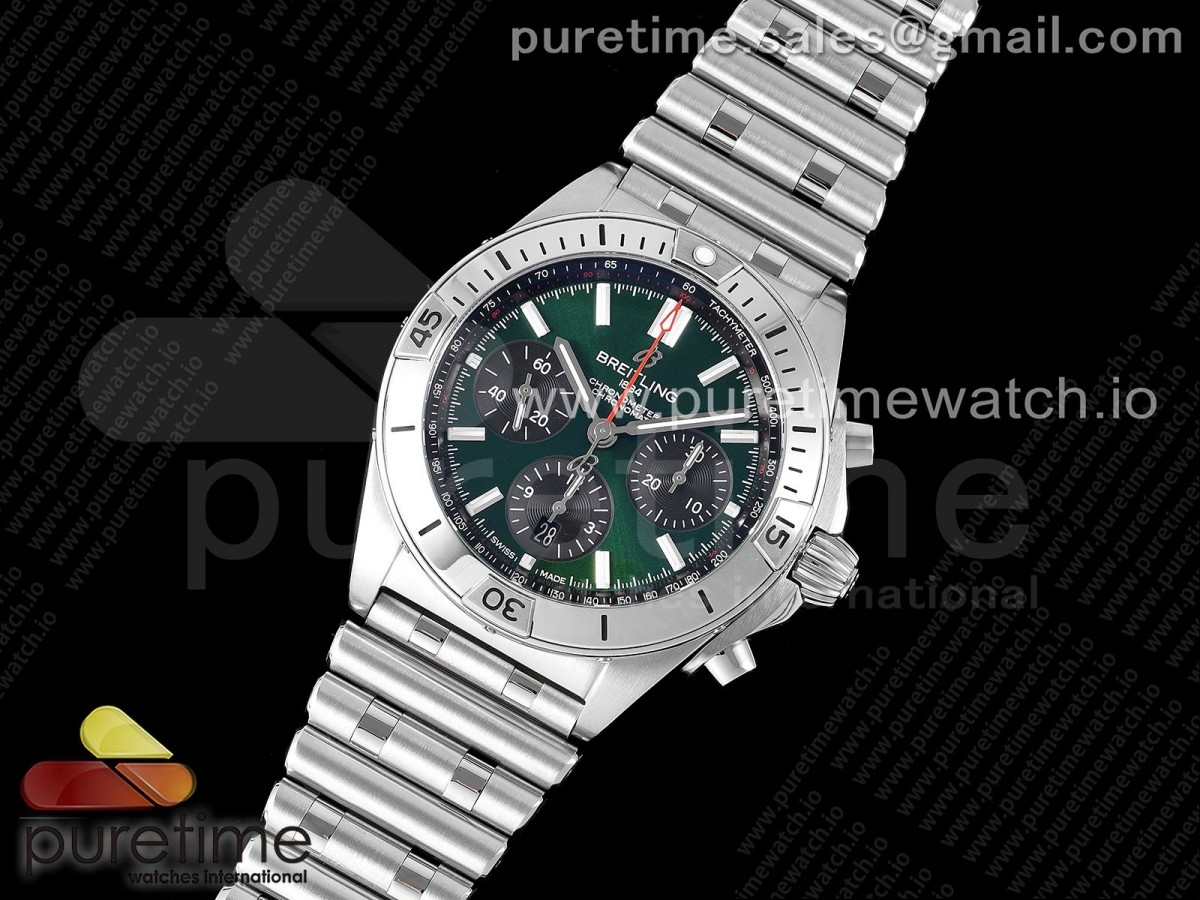 GF공장 브라이틀링 크르노맷 B01 42MM 그린다이얼 브슬 / Chronomat B01 42mm SS GF 11 Best Edition Green Dial on SS Bracelet A7750