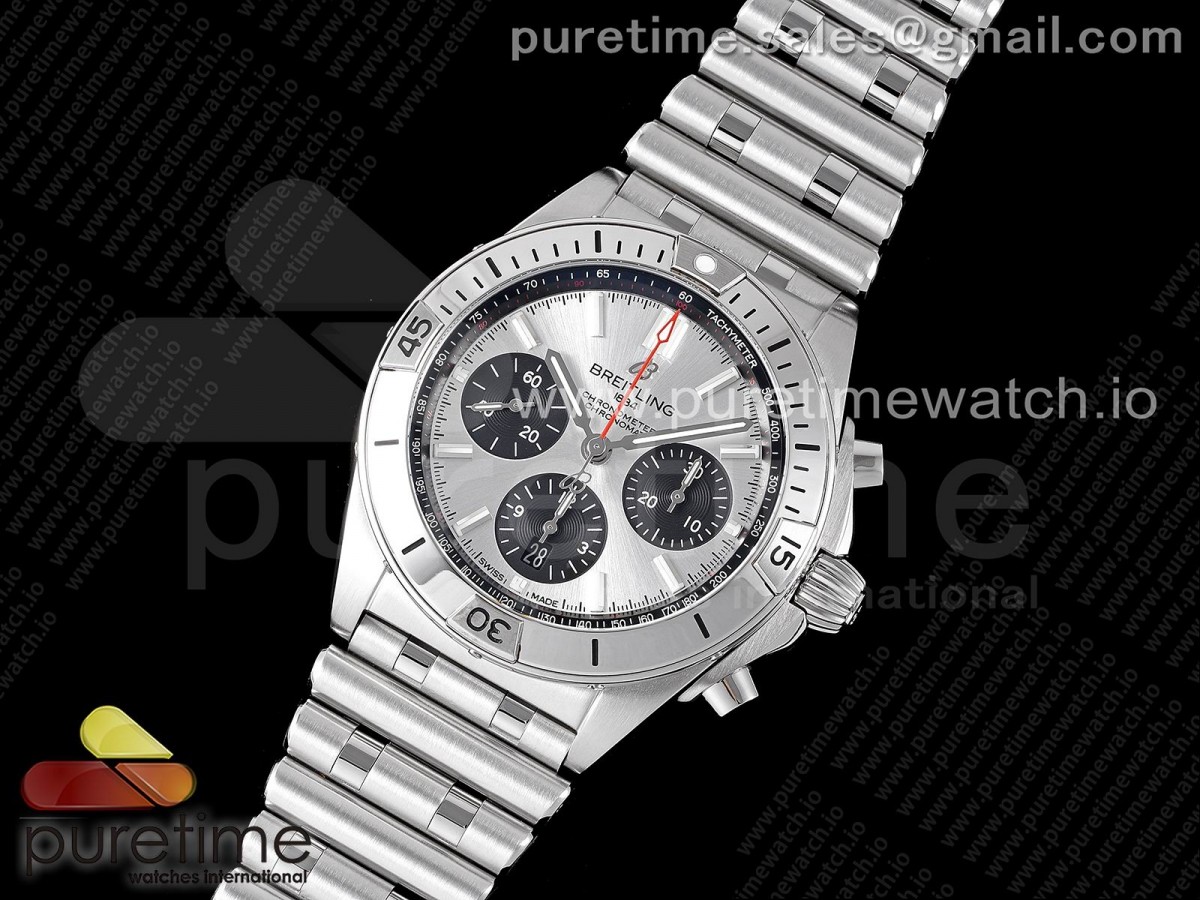 GF공장 브라이틀링 크르노맷 B01 42MM 실버다이얼 브슬 / Chronomat B01 42mm SS GF 11 Best Edition Silver Dial on SS Bracelet A7750