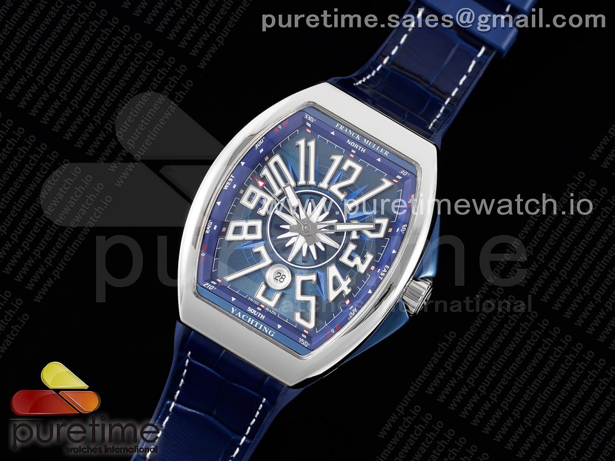 AB공장 프랭크뮬러 뱅가드 V45 블루텍스쳐다이얼 블루거미스트랩 / Vanguard V45 Yachting SS ABF 11 Best Edition Blue Textured Dial on Blue Gummy Strap A2824