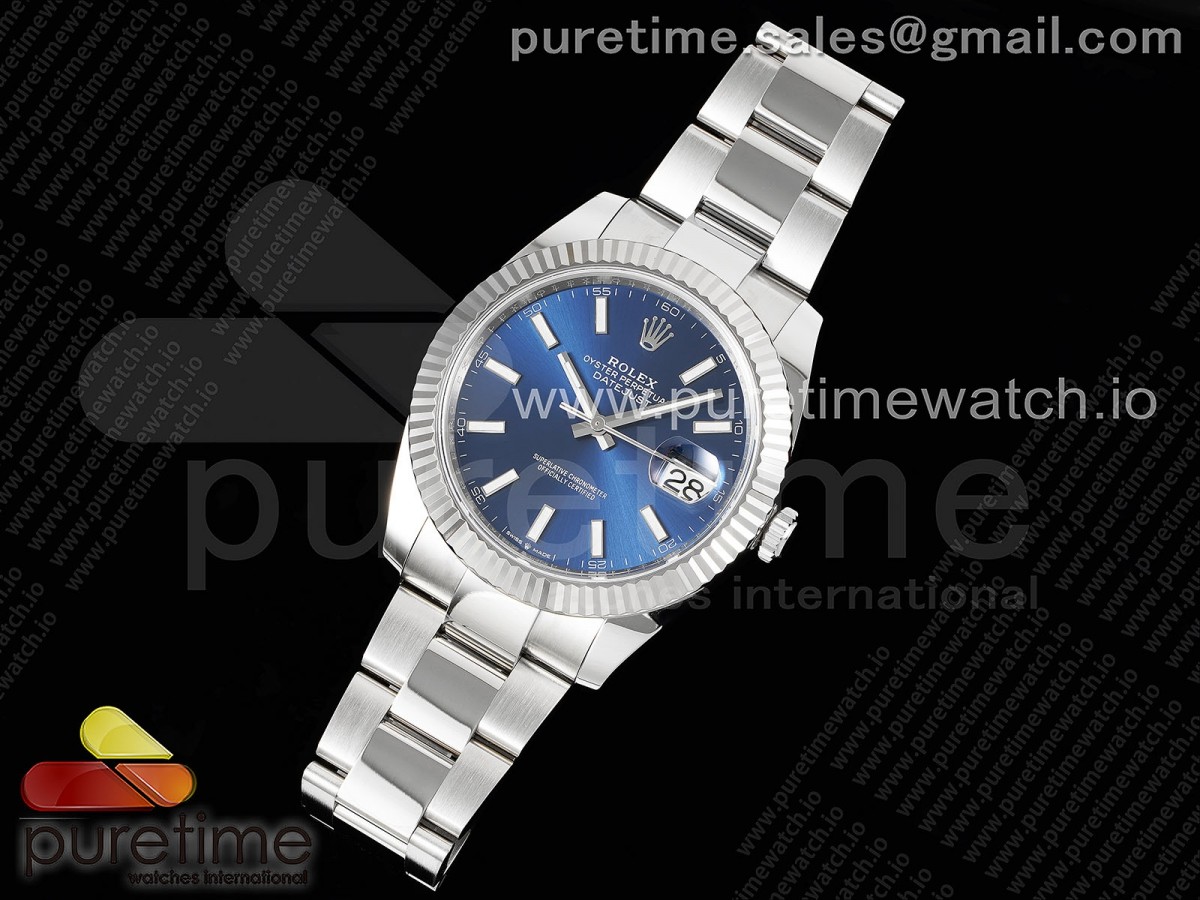 클린공장 롤렉스 데이저스트 41MM 블루 바인덱스 오이스터 플루티드 3235 / DateJust 41 126334 Clean 11 Best Edition 904L Steel Blue Stick Dial on Oyster Bracelet SA3235