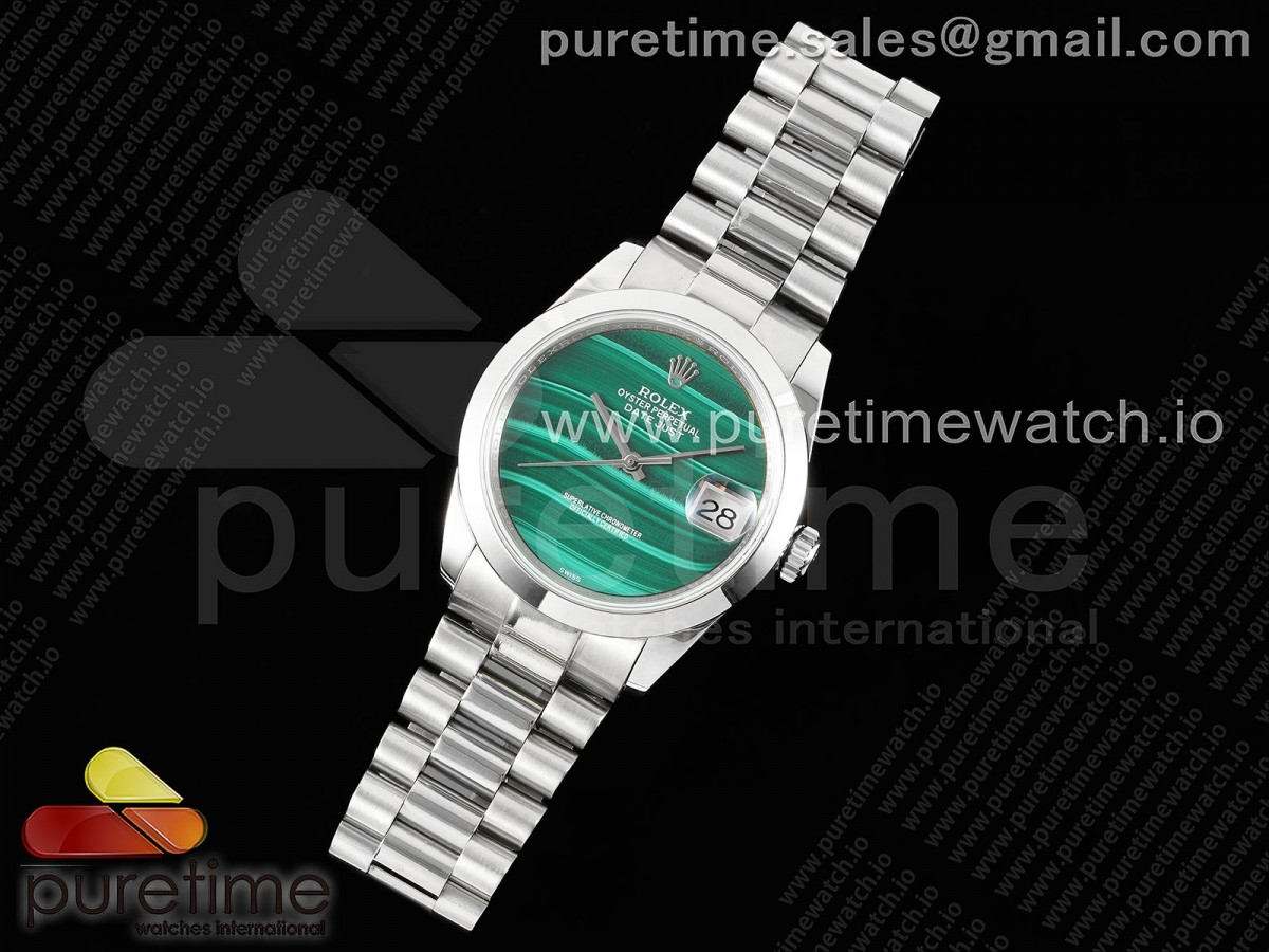 DD공장 롤렉스 데이데이트 36MM 그린스톤다이얼 브슬 / Day Date 36 SS DDF Best Edition Polished Bezel Green Stone Dial on SS Bracelet A2836