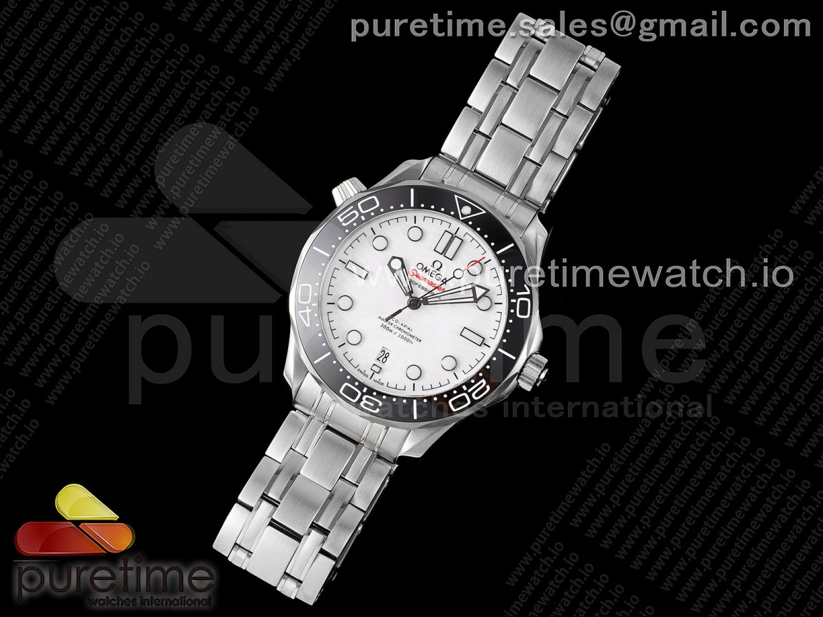 TWS공장 오메가 씨마스터 다이버 300 화이트 브슬 / Seamaster Diver 300M TWS 11 Best Edition Black Ceramic White Dial on SS Bracelet A8800