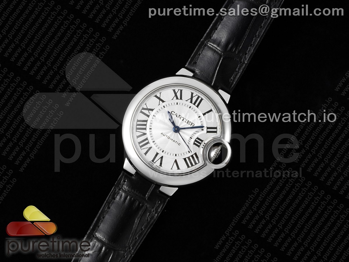 3K공장 발롱블루 33MM 화이트 가죽 오토 / Ballon Bleu 33mm SS 3KF 11 Best Edition White Dial on Black Leather Strap A076