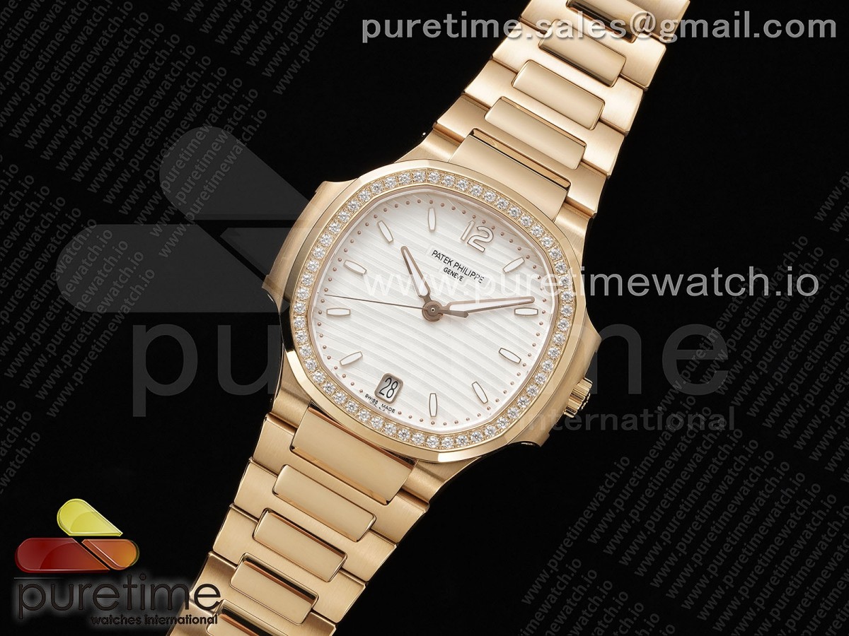 3K공장 파텍필립 노틸러스 7118 로즈골드 화이트다이얼 다이아베젤 브슬 / Nautilus 7118 Ladies RG 3KF 11 Best Edition White Dial Diamonds Bezel on RG Bracelet A324 Super Clone