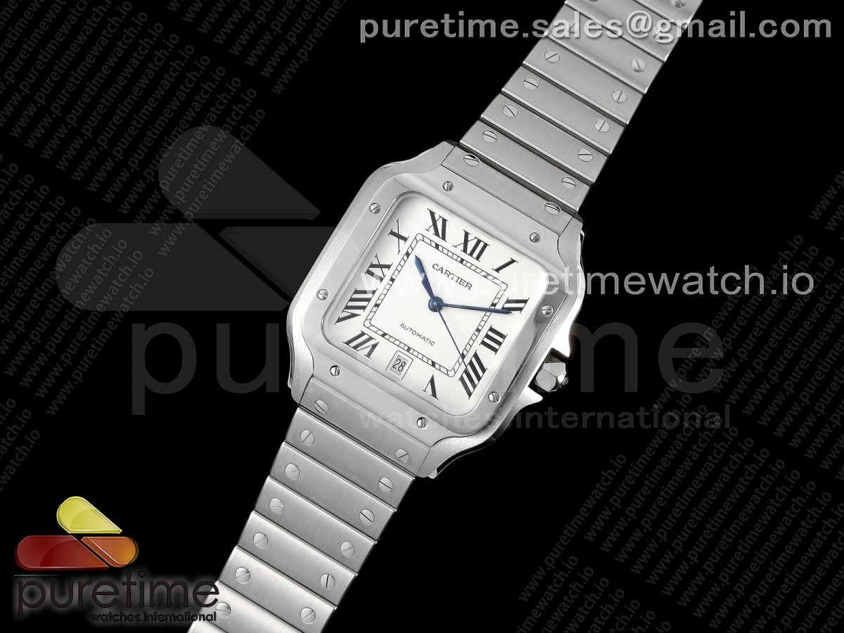 3K공장 까르띠에 산토스 드 화이트다이얼 40MM 브슬 라지 / Santos de Cartier 40mm SS 3KF 11 Best Edition White Dial on SS Bracelet MIYOTA 9015