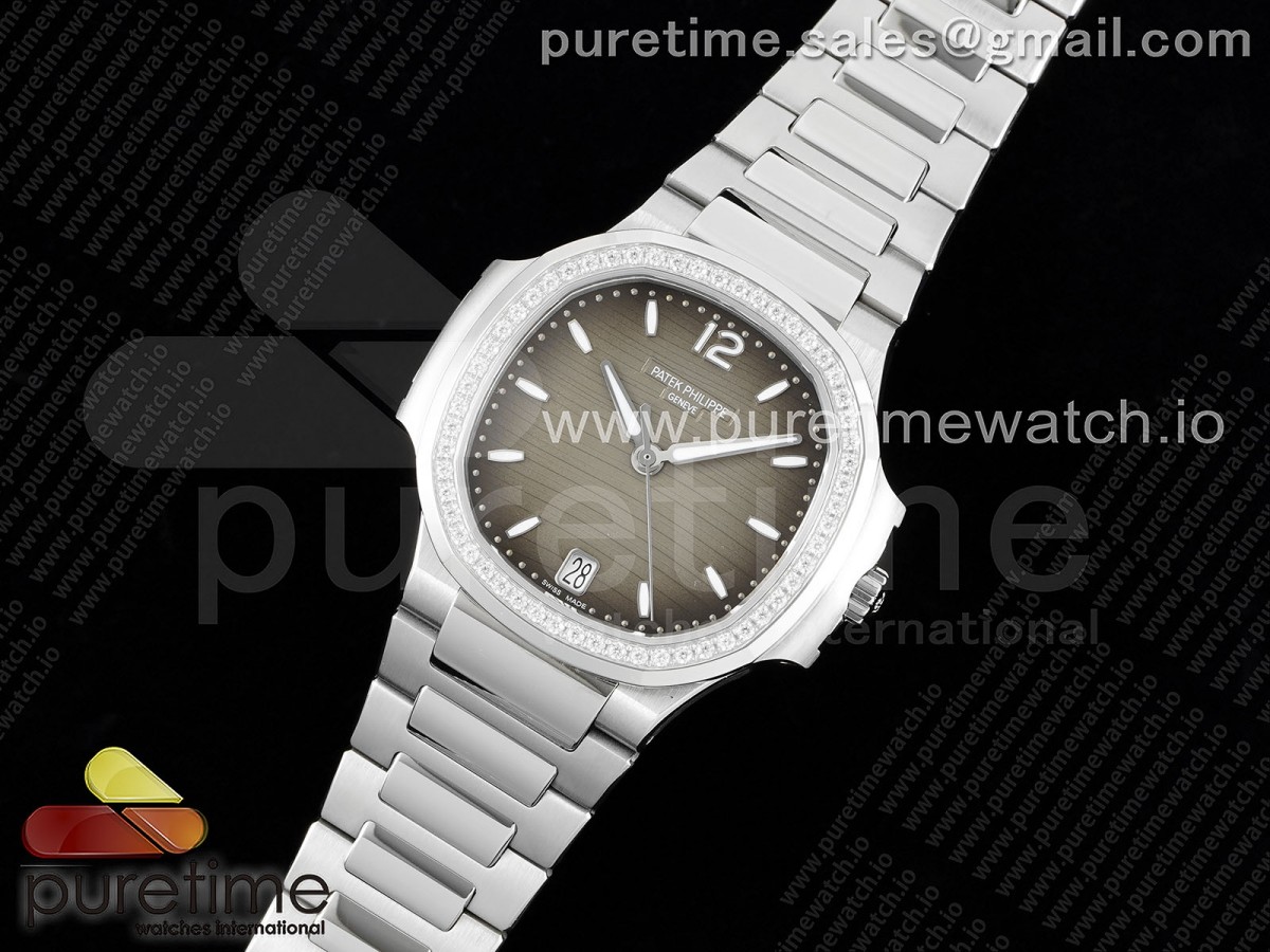 3K공장 파텍필립 노틸러스 7118 그레이 다이아베젤 브슬 / Nautilus 7118 Ladies 3KF 11 Best Edition Gray Dial Diamonds Bezel on SS Bracelet A324 Super Clone