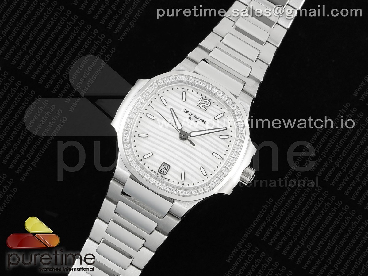 3K공장 파텍필립 노틸러스 7118 화이트다이얼 다이아베젤 브슬 / Nautilus 7118 Ladies 3KF 11 Best Edition White Dial Diamonds Bezel on SS Bracelet A324 Super Clone