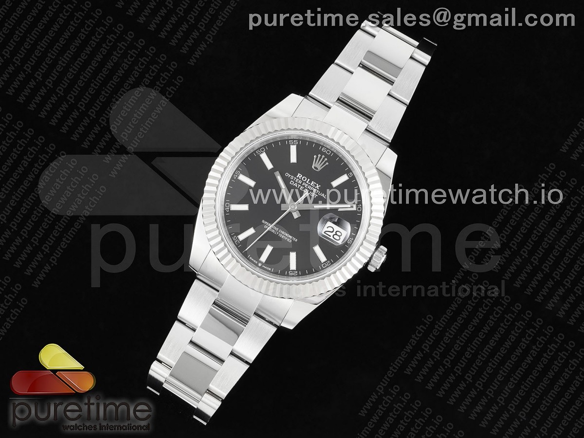 클린공장 롤렉스 데이저스트 41MM 블랙바인덱스 플루티드 오이스터 3235 / DateJust 41 126334 Clean 11 Best Edition 904L Steel Black Stick Dial on Oyster Bracelet VR3235