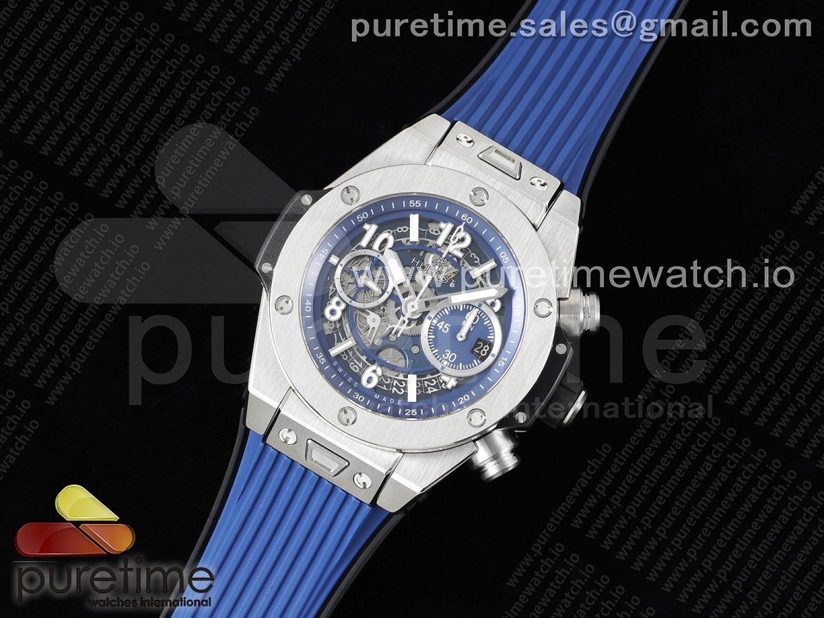 ZF공장 위블로 빅뱅 유니코 블루 스켈레톤다이얼 블루러버 / Hublot Big Bang Unico Titanium ZF 11 Best Edition Blue Skeleton Dial on Blue Rubber Strap A1280