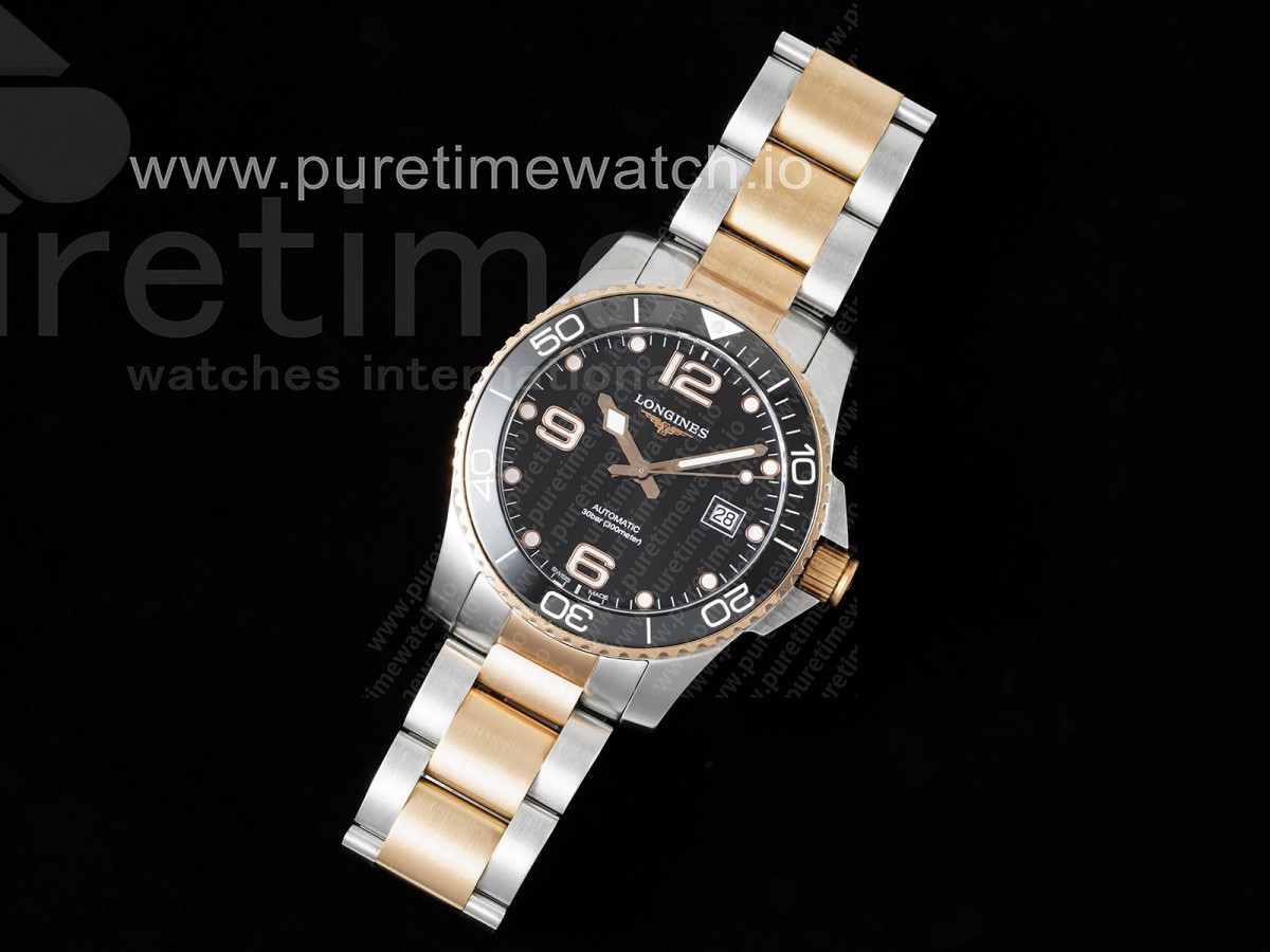 ZF공장 론진 하이드로콘퀘스트 로즈골드 콤비 블랙 브슬 / Conquest SSRG Black Ceramic Bezel SS ZF 11 Best Edition Black Dial on SSRG Bracelet A2824