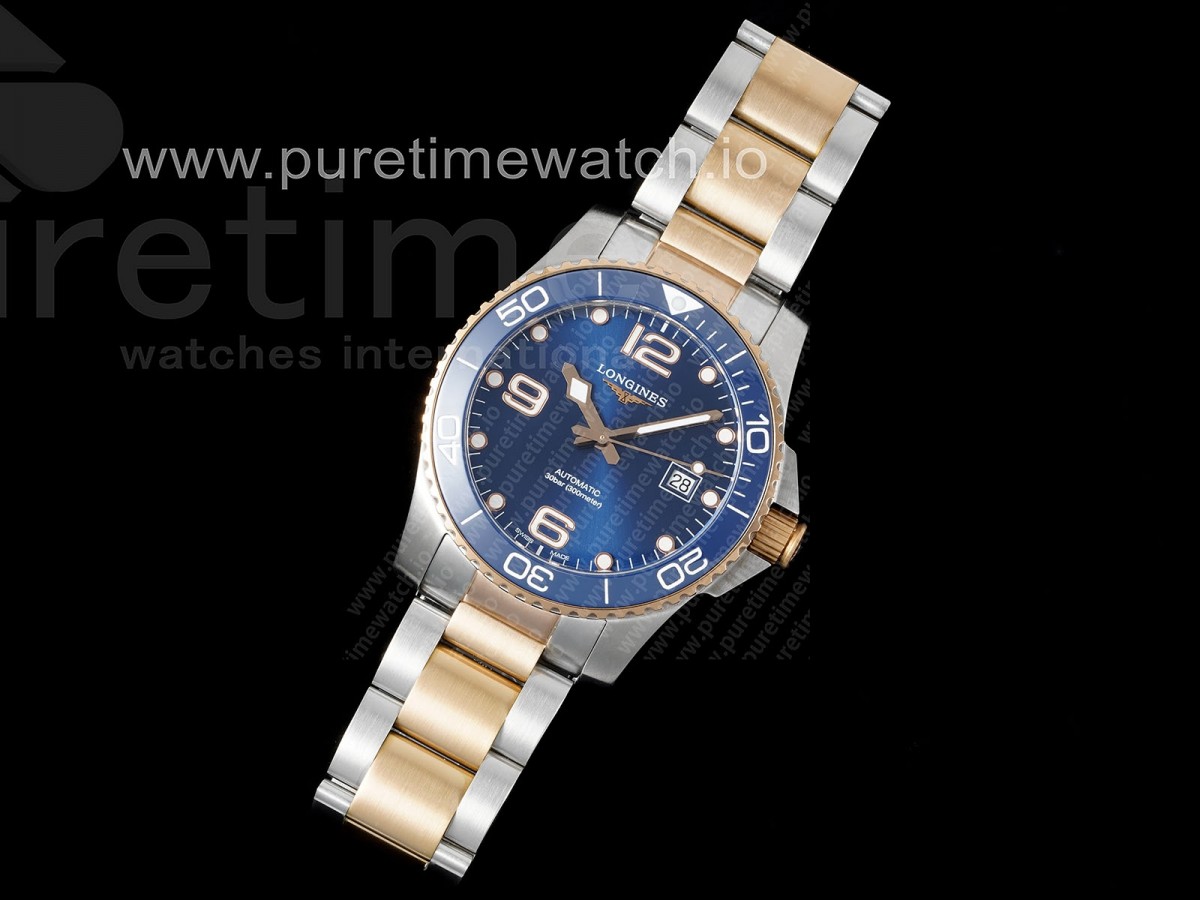 ZF공장 론진 하이드로콘퀘스트 로즈골드 콤비 블루 브슬 / CConquest SSRG Blue Ceramic Bezel SS ZF 11 Best Edition Blue Dial on SSRG Bracelet A2824