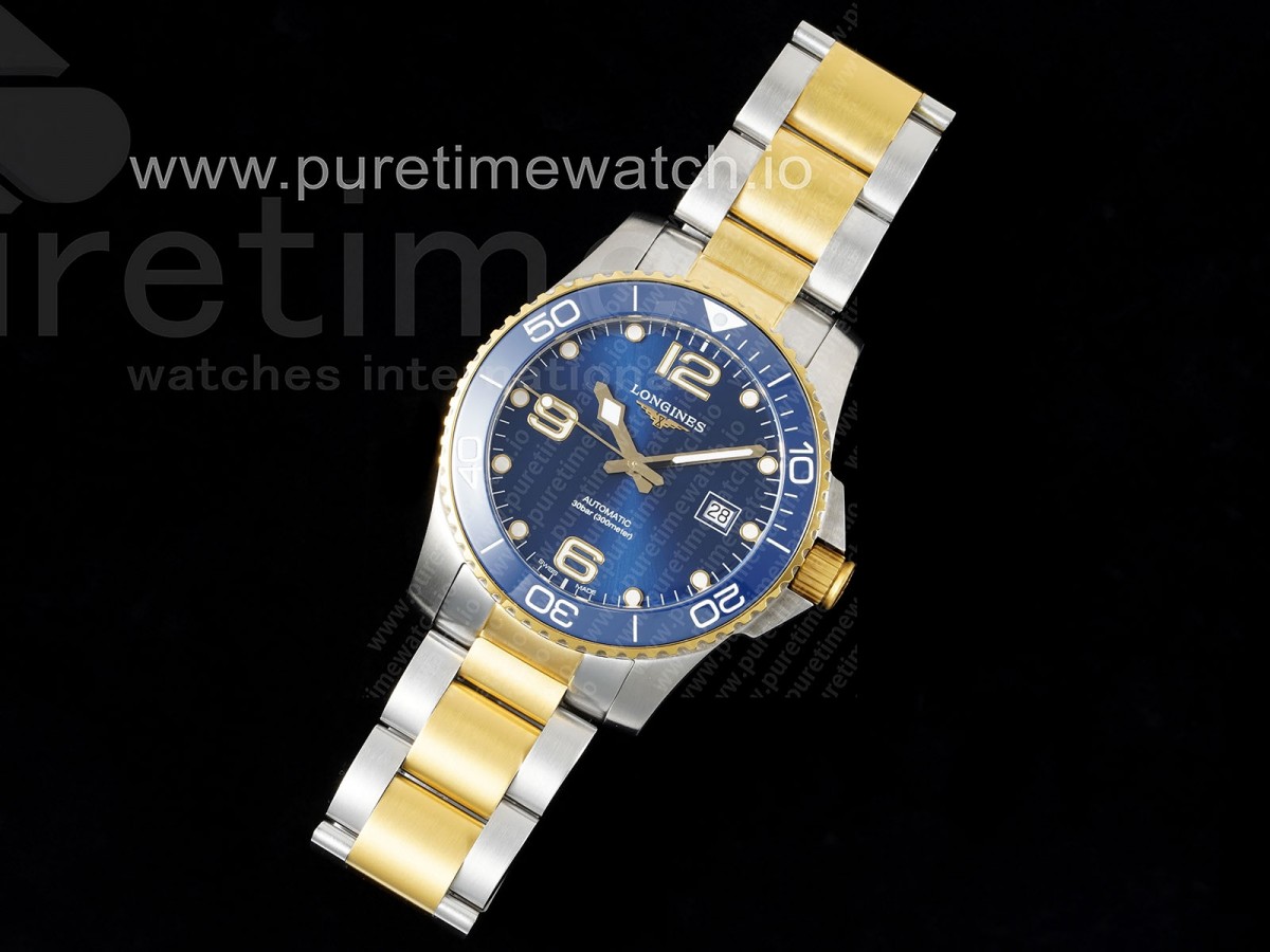 ZF공장 론진 하이드로콘퀘스트 옐로우골드 콤비 블루 브슬 / Conquest SSYG Blue Ceramic Bezel SS ZF 11 Best Edition Blue Dial on SSYG Bracelet A2824